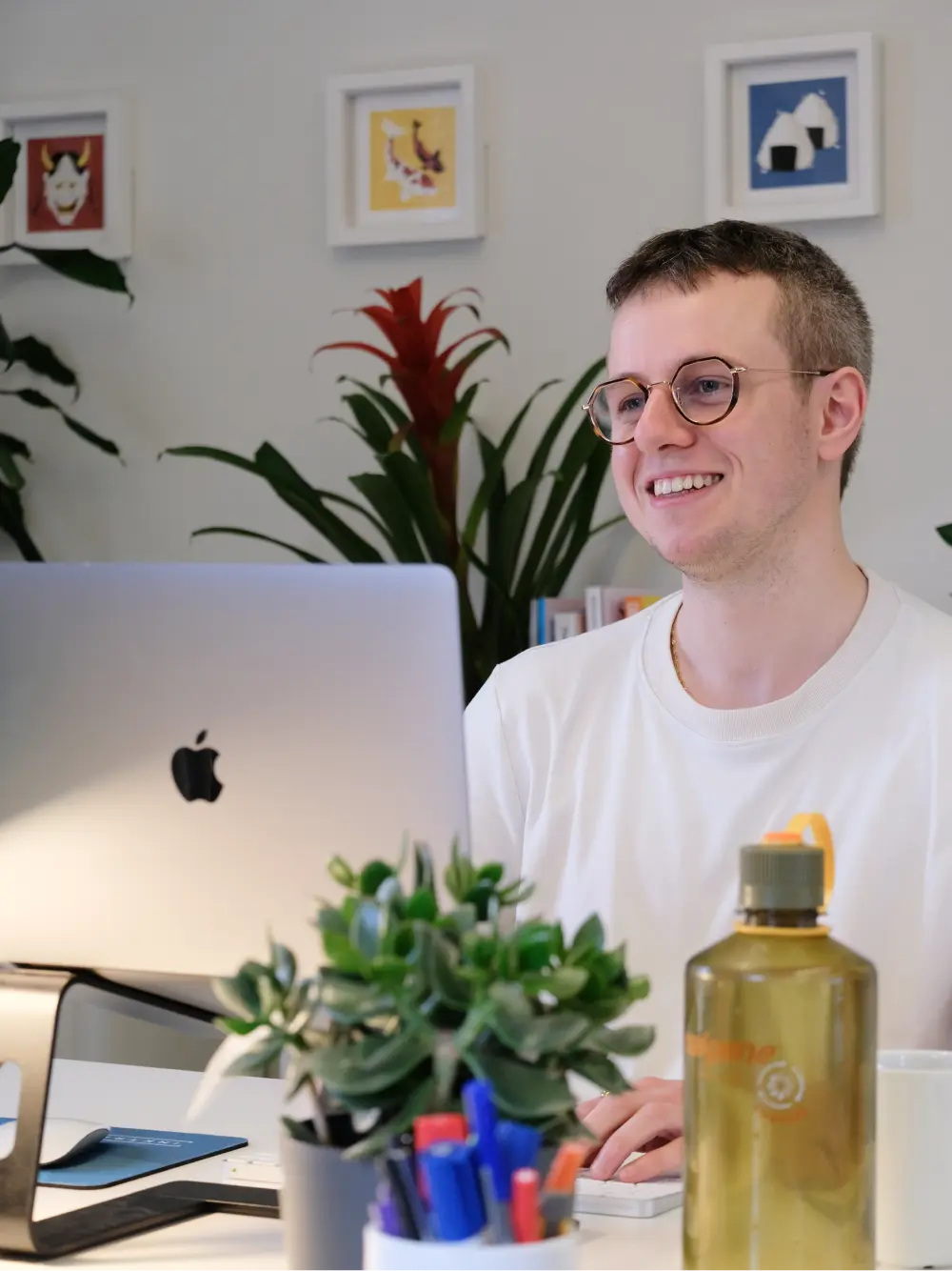Developer working on a laptop in the Inktrap office